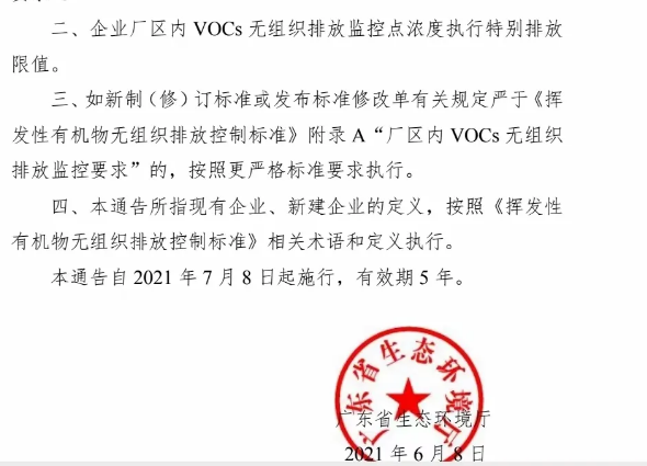 廣東新規(guī)vocs有機物無組織排放